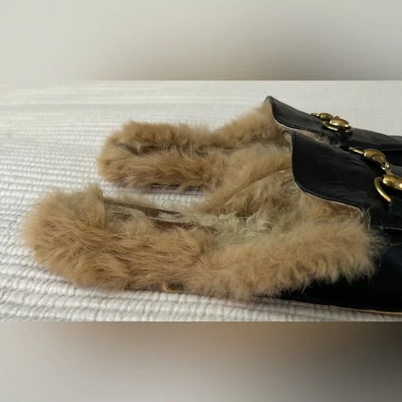 Gucci Princetown Fur Lined Leather Mules Men’s 45 Kind Of Thrashed but Clean 11 - Picture 4 of 15